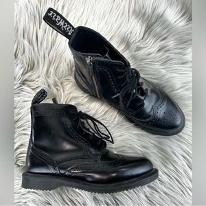 Dr. Martens Delphine Black Leather Brogue Boots Size US 6 / EU 37